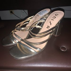 NWT gold strappy heels